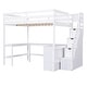 preview thumbnail 16 of 15, Full Size Loft Bed with Built-in L-Shaped Desk, Three-Tier Storage Shelves, and Attached Storage Staircase, White