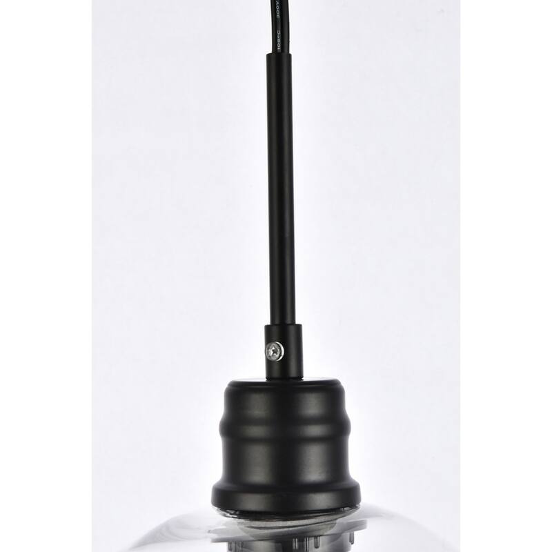 Enzo 1-Light Plug in Pendant with Clear Shade - Black - 8" Diameter