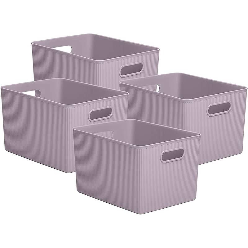 Superio Plastic Bin Set of 4 - 15"W x 9"H x 11.5"D - Lilac