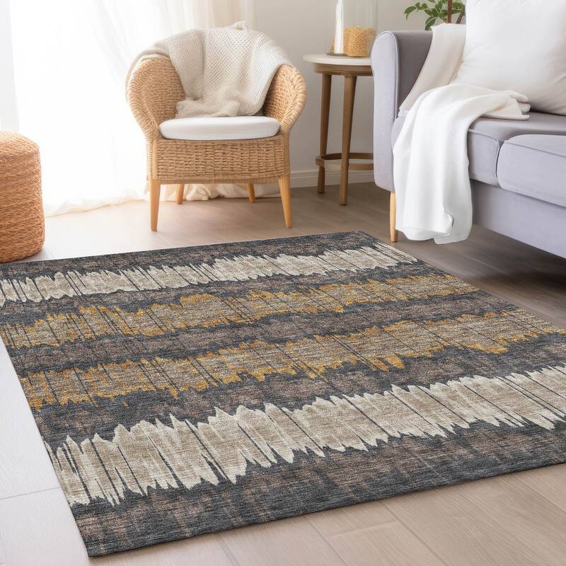 Machine Washable Indoor/ Outdoor Chantille Abstract Ombre Rug