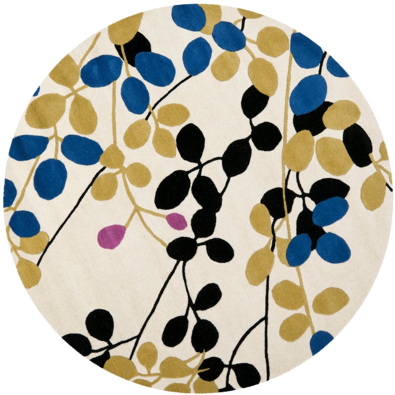 SAFAVIEH Handmade Micaela Tranquility Ivory New Zealand Wool Rug - 6' Round - Ivory/Multi