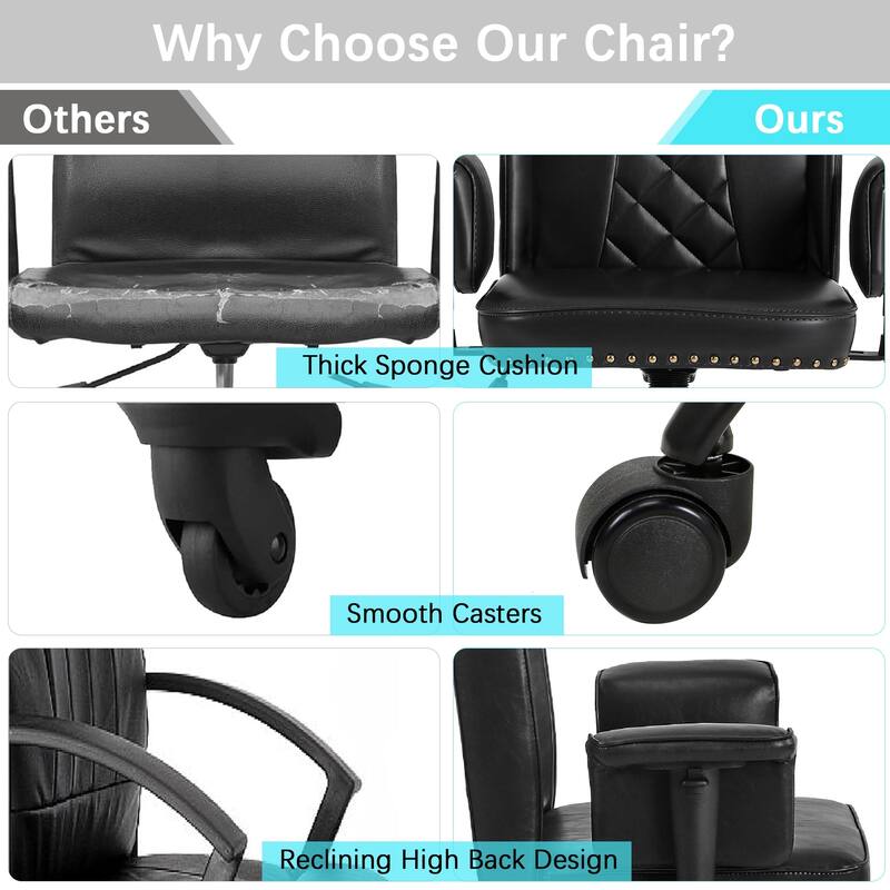 Adjustable Home Office Desk Chair Desk Chair Executive Office Chair Computer Chair Ergonomic Mid Back with 360° Swivel