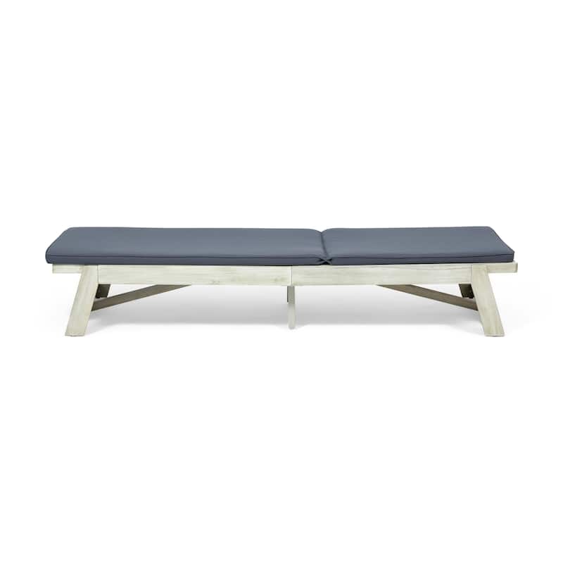 Maki Outdoor Acacia Wood Chaise Lounge and Cushion Set (Set of 2) by Christopher Knight Home