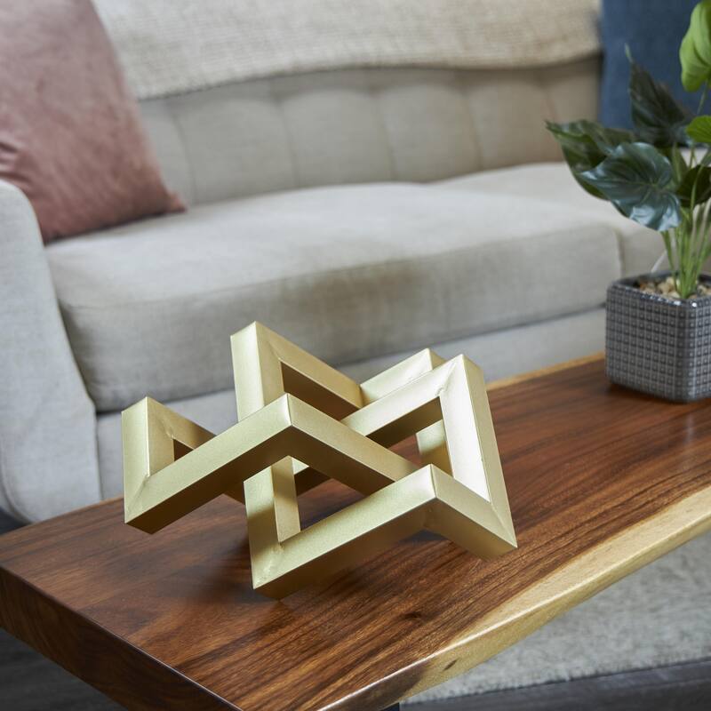 Metal Geometric Abstract Shaped Decorative Sculpture - Black or Gold - Roche River Decor