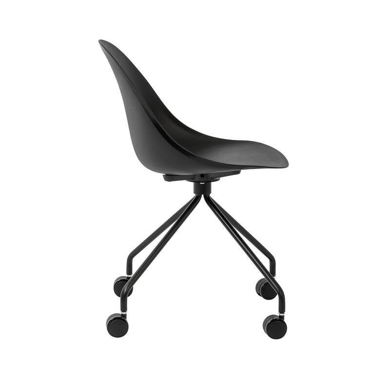 Black Steel and Heavy Duty Plastic Swivel Rolling Conference Office Chair - 20.48' X '30.91' X '22.25