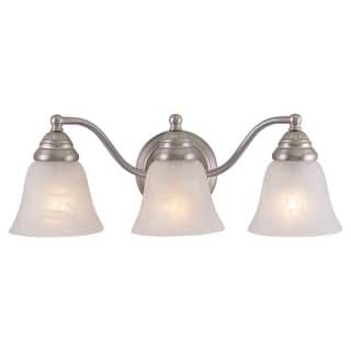 Standford 3-Light 19 in. W Brushed Nickel Bathroom Vanity Lighting Fixture, White Alabaster Glass Shade, Dimmable LED Compatible