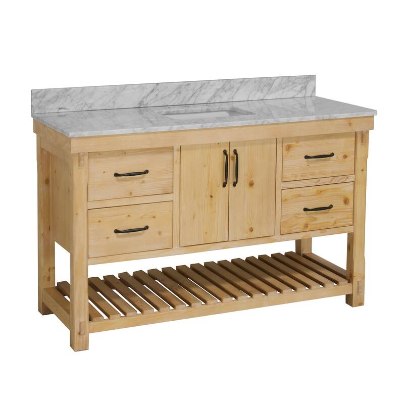KitchenBathCollection Birmingham 60" Single Bathroom Vanity with Carrara Marble Top