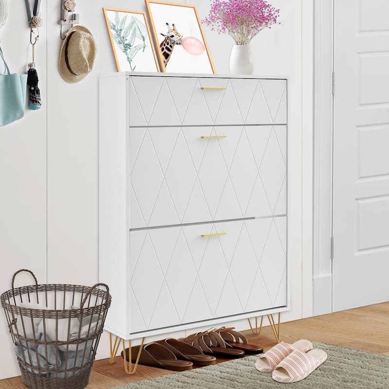 Modern Shoe Storage Cabinet with Flip Drawers for Living Room - 31.5 x 9.41 x 47.24 inch