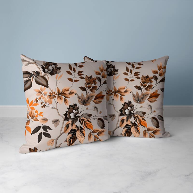 Majestic Gardens Faux Suede Reversible Throw Pillow Pink and Brown