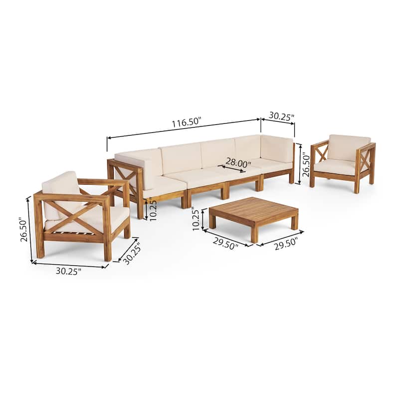 Brava Outdoor Acacia Wood 7-piece Chat Set by Christopher Knight Home