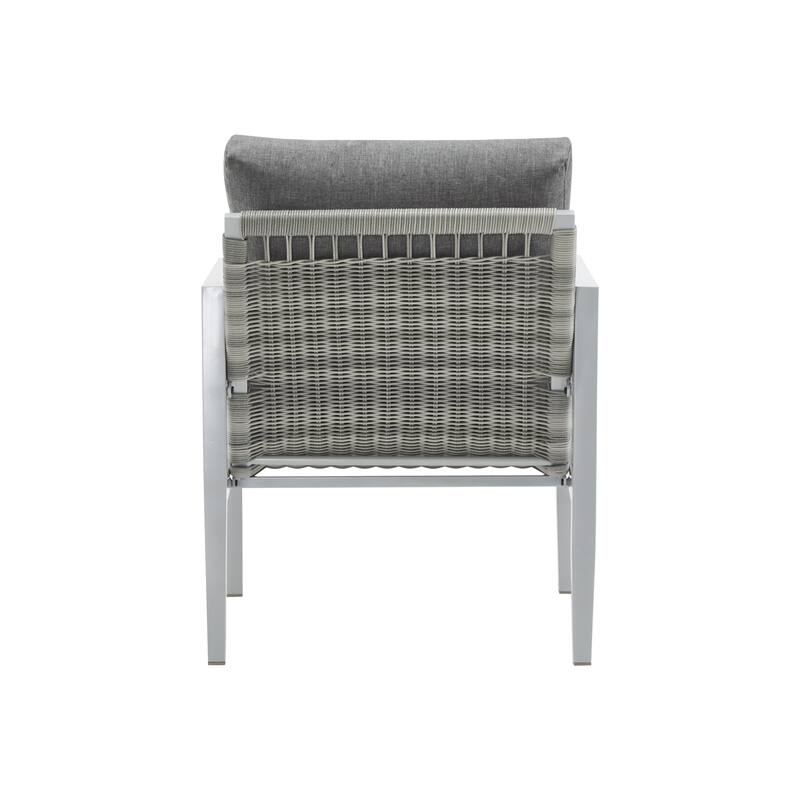 [Set of 2] Aluminum Lounge Chair with Sleek Rope Accents and Comfortable Cushions, Perfect for Modern Outdoor and Indoor Spaces