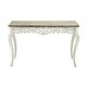 preview thumbnail 12 of 20, White Wood Intricately Carved Scroll Console Table with Brown Wood Top