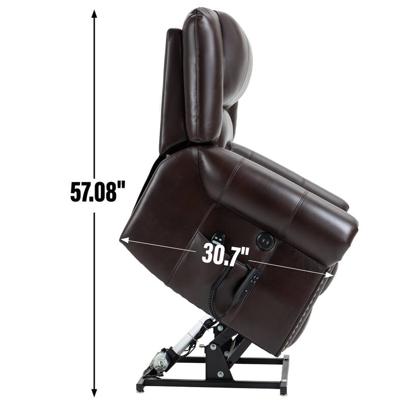 Electric Power Lift Recliner with Dual Motors, Heated Massage, USB Charging Ports, and Infinite Recline for Seniors