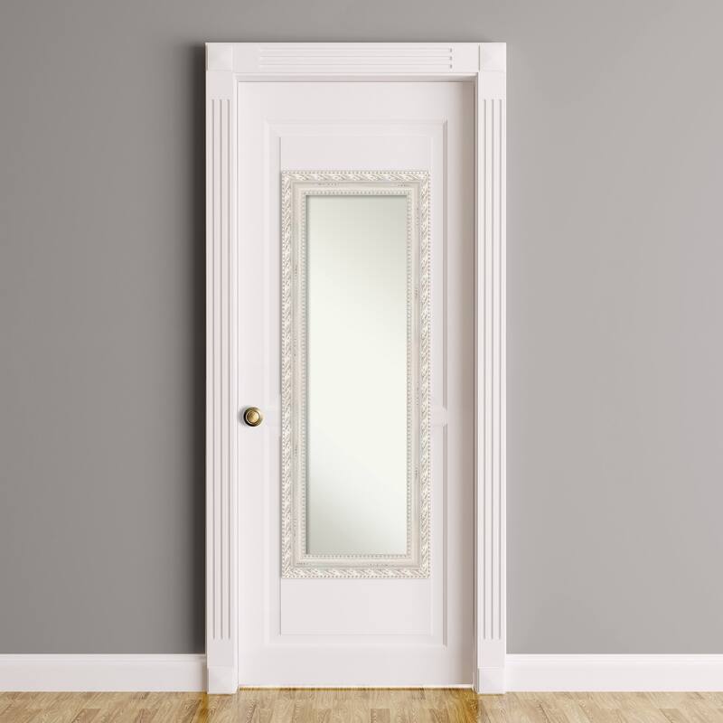 Opera Off White Non-Beveled Wood Framed Full-Length On the Door Mirror - Opera Off White - Glass Size 14x48