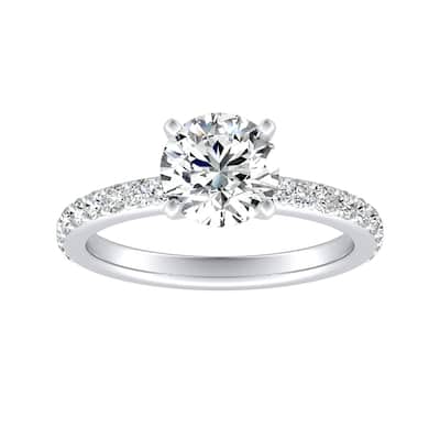 Auriya 14k Gold 1 1/2ctw Round Moissanite and Diamond Engagement Ring 1/3ct TDW