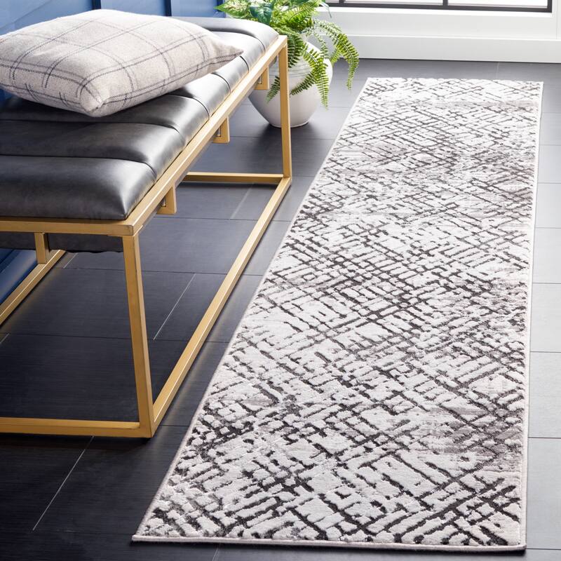 SAFAVIEH Amelia Jene Modern Rug - 2' x 8' Runner - Grey/Charcoal
