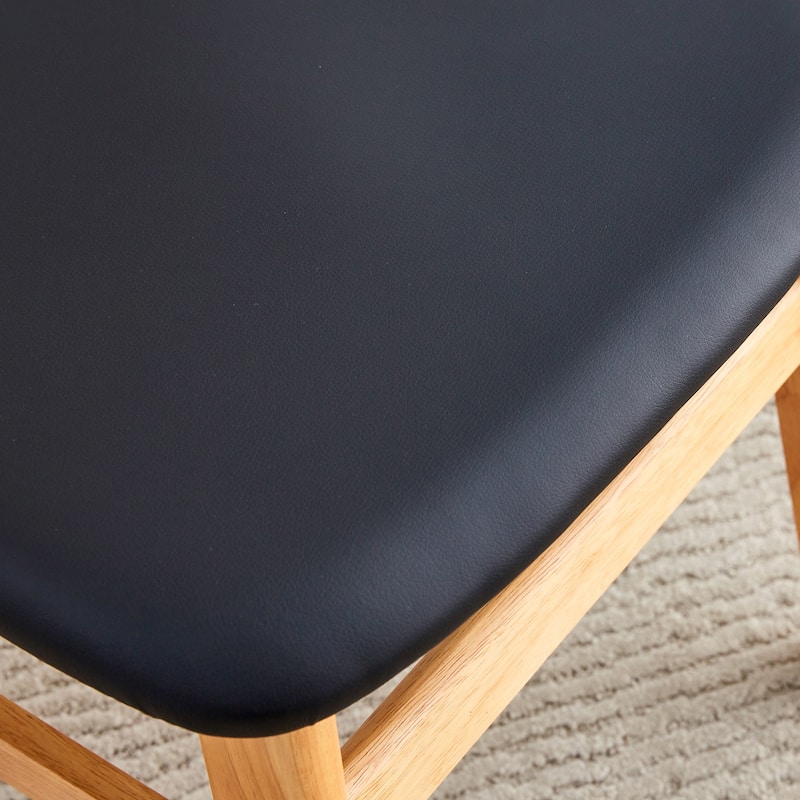 Roomfitters Solid Wood Dining Chairs with PU Cushion and Curved Back, Elegant and Durable for Daily Use, Set of 2