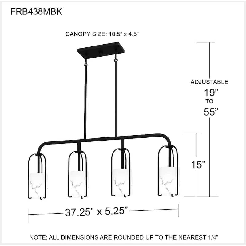 Fairbanks 4-Light Matte Black Island Light