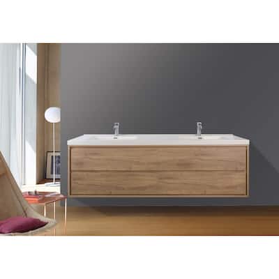 Sage 72" wall mounted bathroom vanity with double basin acrylic top
