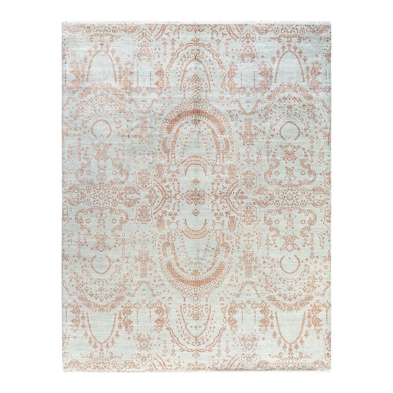 Ikat One-of-a-Kind Hand-Knotted Area Rug - Gray, 8' 0" x 10' 4" - 8' 0" x 10' 4"