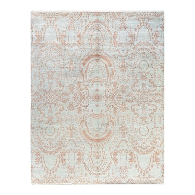 Ikat One-of-a-Kind Hand-Knotted Area Rug - Gray, 8' 0" x 10' 4" - 8' 0" x 10' 4"