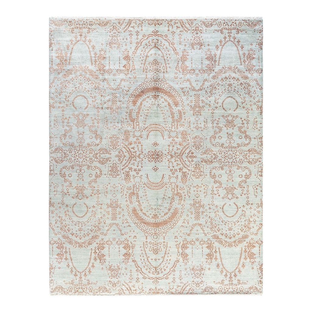 Ikat One-of-a-Kind Hand-Knotted Area Rug - Gray, 8' 0" x 10' 4" - 8' 0" x 10' 4"
