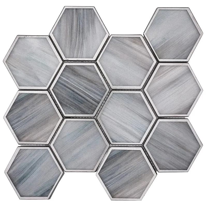 Apollo tile 9" x 10" Solace Matte Silver Stormy Gray Glass Tile (3.28 sq ft/case) - 5 Pack