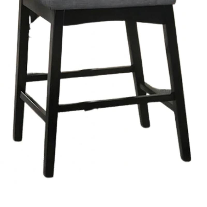 Heni Counter Height Chair, Gray Polyester Cushions, Dark Walnut Brown