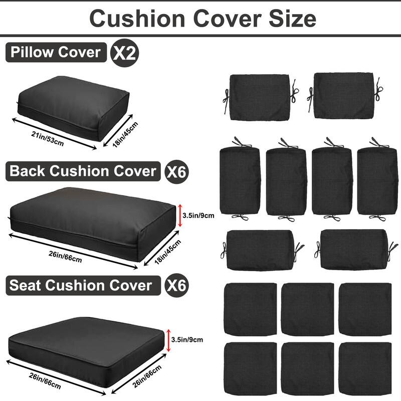 Outdoor Patio Cushion Covers Replacement, Waterproof Furniture Cushion Slipcovers, for Wicker Rattan Sectional Couch Chair