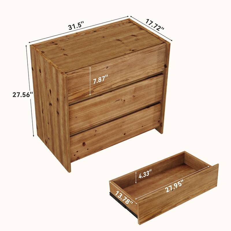 Oversized Solid Wood Nightstand, 31.5-Inch Farmhouse Night Stand