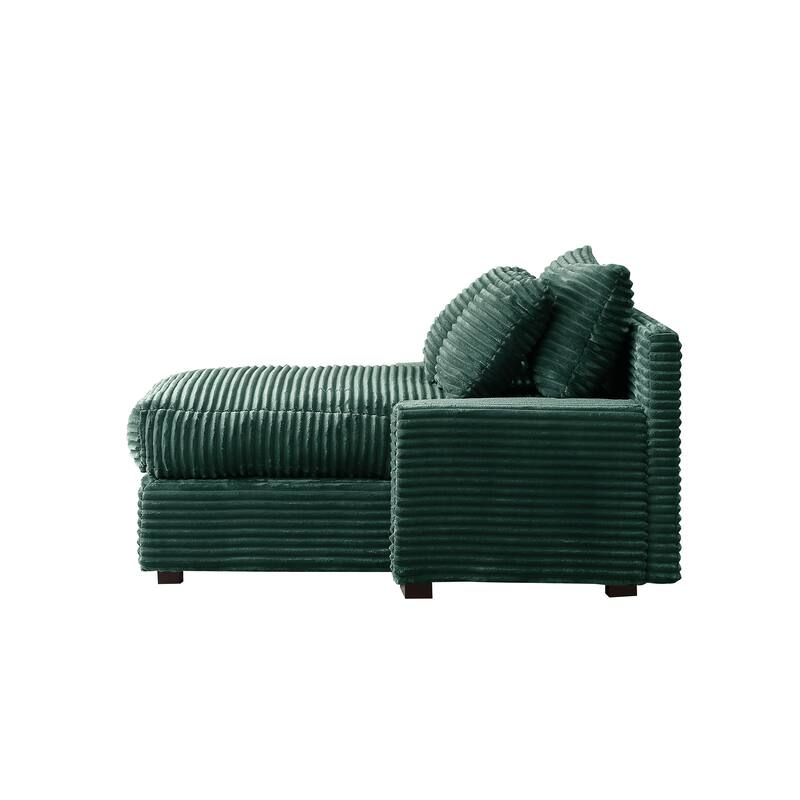 Corduroy Upholstered Lounge Chair with Storage Ottoman, Modern Leisure Sofa Chair, Chaise Reading Chair for Living Room, Bedroom