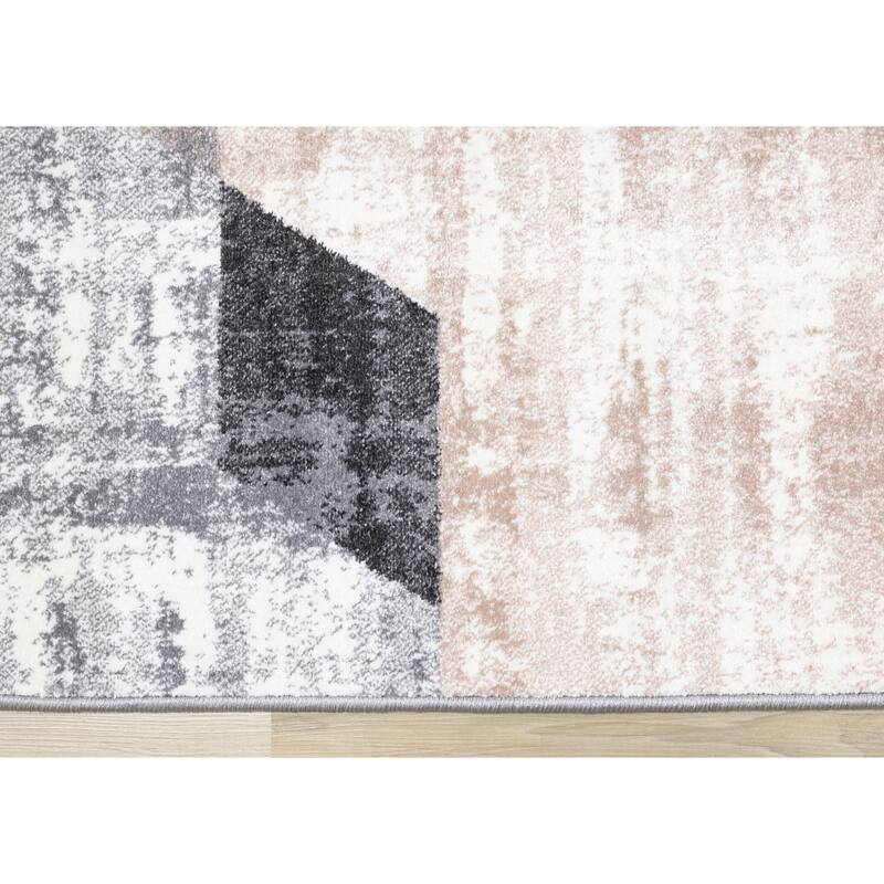 Dayton Collection - Grey/Pink Hexagons Rug