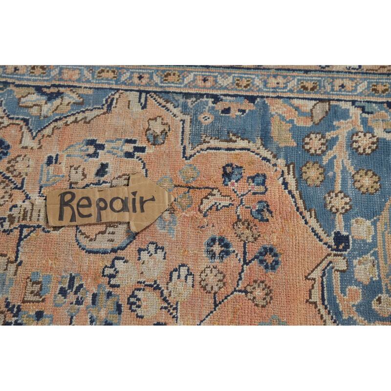 Light Orange Mashad Persian Area Rug Handmade Wool Carpet - 9'9"x 12'3"