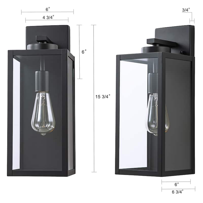 C Cattleya 1-Light Black Outdoor Wall Lantern with Tempered Glass Panes