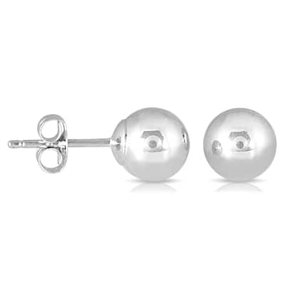 Marquee Jewels Women's 10k White Gold 6-millimeter Ball Stud Earrings