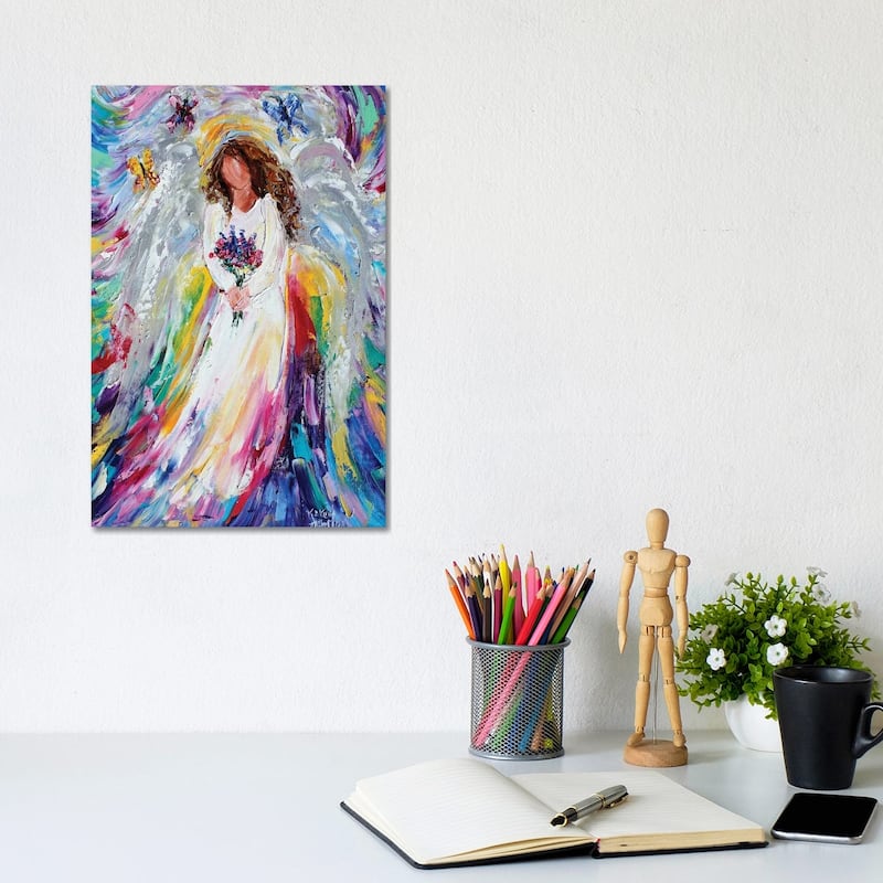 iCanvas "Spring Angel With Wildflowers And Butterflies" by Karen Tarlton Canvas Print - 12x8x0.75
