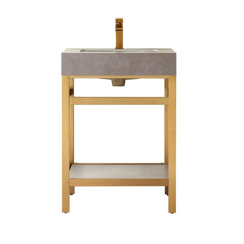 Miseno MV702524-NM Funes 24" Free Standing Single Basin Vanity Set - Brushed Gold / Gray - Gold Finish