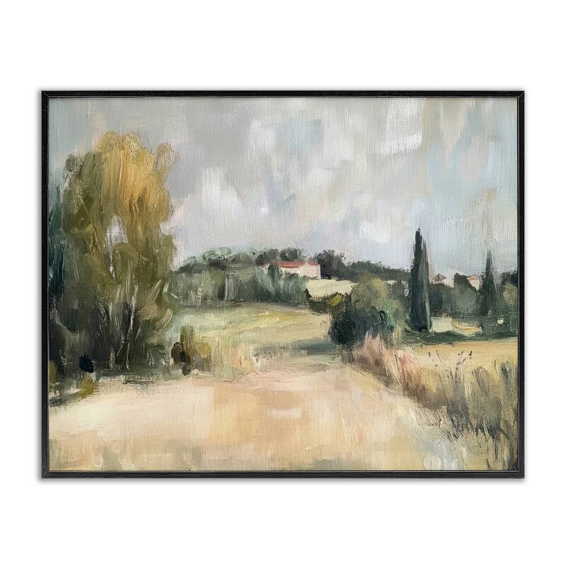Stupell Hill Top House Landscape Framed Giclee Art Design By Petal Prints Design - 30 x 24 - Black