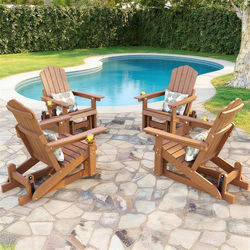 Glider Adirondack Chair 3-Position Adjustable, HDPE Wood-Like Texture