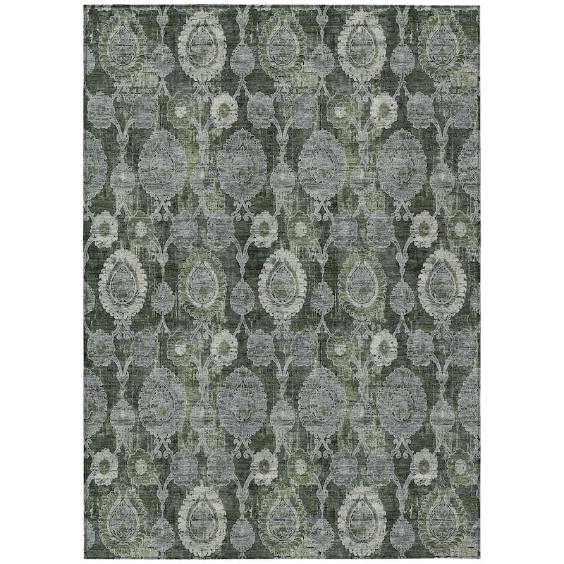Machine Washable Indoor/ Outdoor Chantille Casual Floral Rug