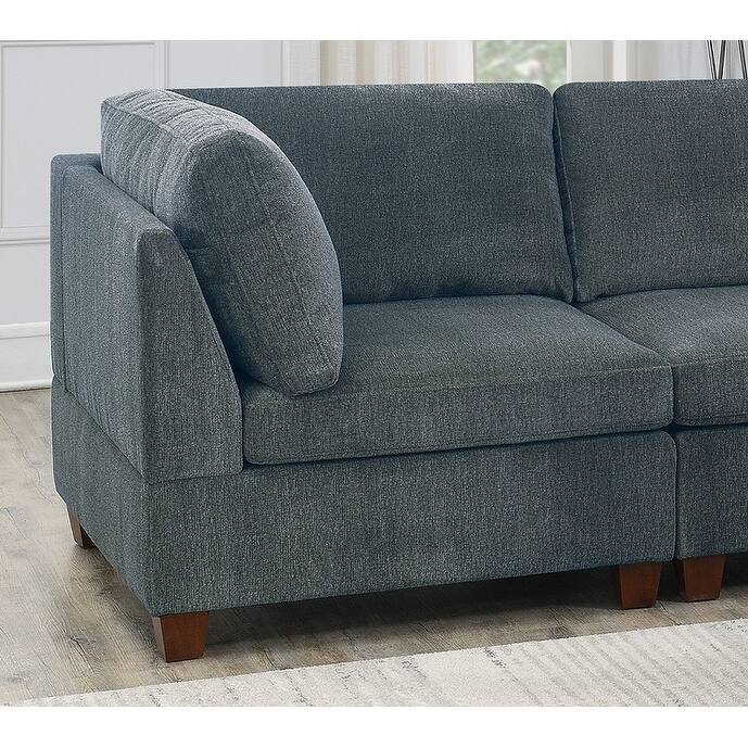 1pc Grey Chenille Modular Corner Wedge Sofa 37x37x35 inches