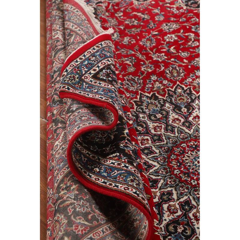 Traditional Floral Kashan Turkish Rug Machine-Made Red Carpet - 9'8" x 13'2"