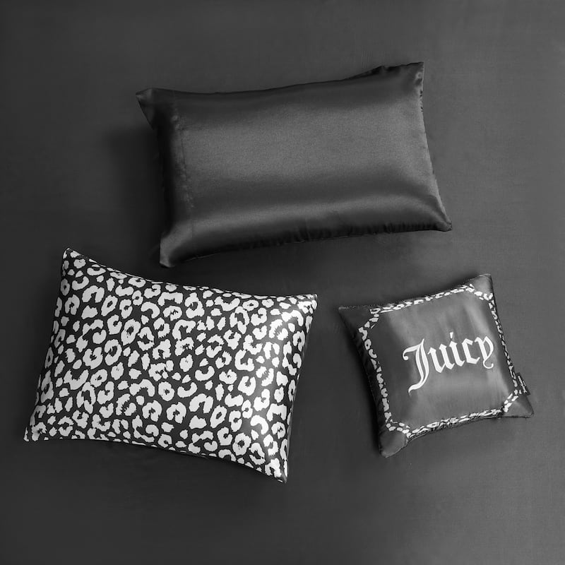 Juicy Couture Modern Leopard Satin Comforter Set 6-8 Piece Bed in a Bag