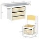 preview thumbnail 3 of 7, Qaba 2-in-1 Activity Table and Chair Set, Modern Kids Writing Desk Set, Bricks and Roads Style Table and Chair Set, White