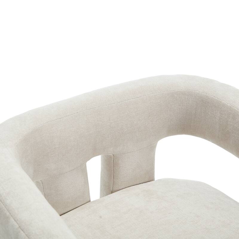 Chenille Fabric Upholstered Barrel Chair Set of 2 with Solid Wood Frame and Ergonomic Back Support