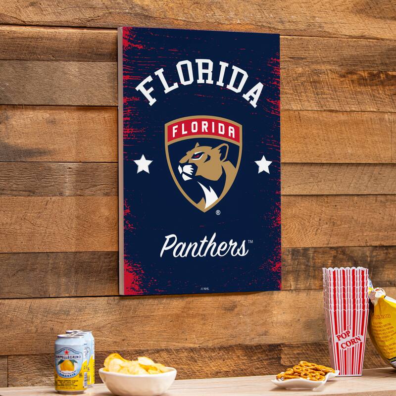 Florida Panthers Wooden Door Decor Wall Sign - Multi-Color - 16 x 24