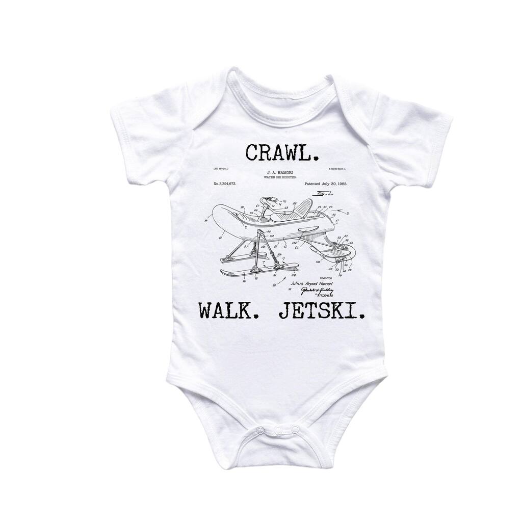 Jet Ski Patent - Baby Boy Girl Clothes Infant Bodysuit Funny Cute Newborn