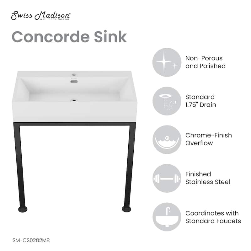 Swiss Madison SM-CS0202 29-1/2" Rectangular Ceramic Console Bathroom