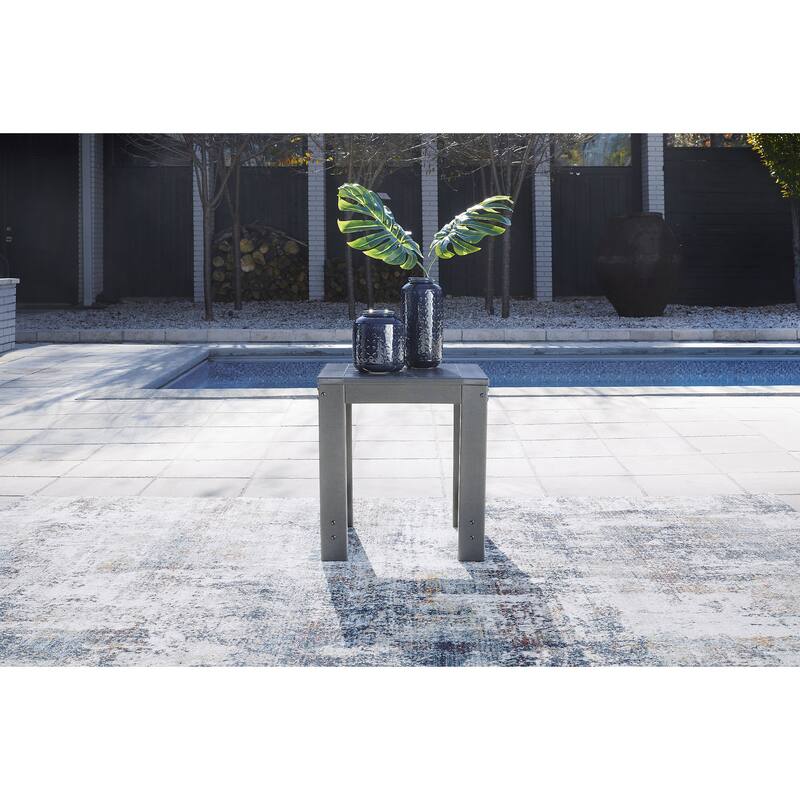 Signature Design by Ashley Amora Gray 3-Piece Outdoor Occasional Table Package - 47.88" W x 23.88" D x 16.75" H
