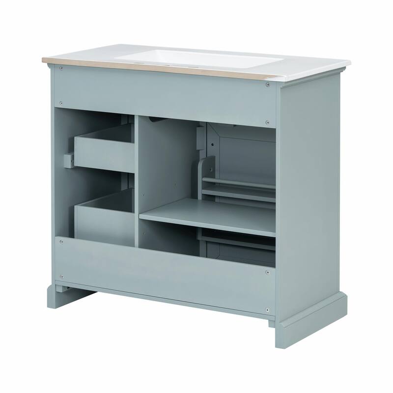 36" Bathroom Vanity with Sink, Tip-out Drawers & Soft-Close Door Hinges
